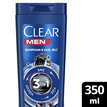 Clear Men 3 In 1 Şampuan & Duş Jeli Arındırıcı Kömür 350 ml